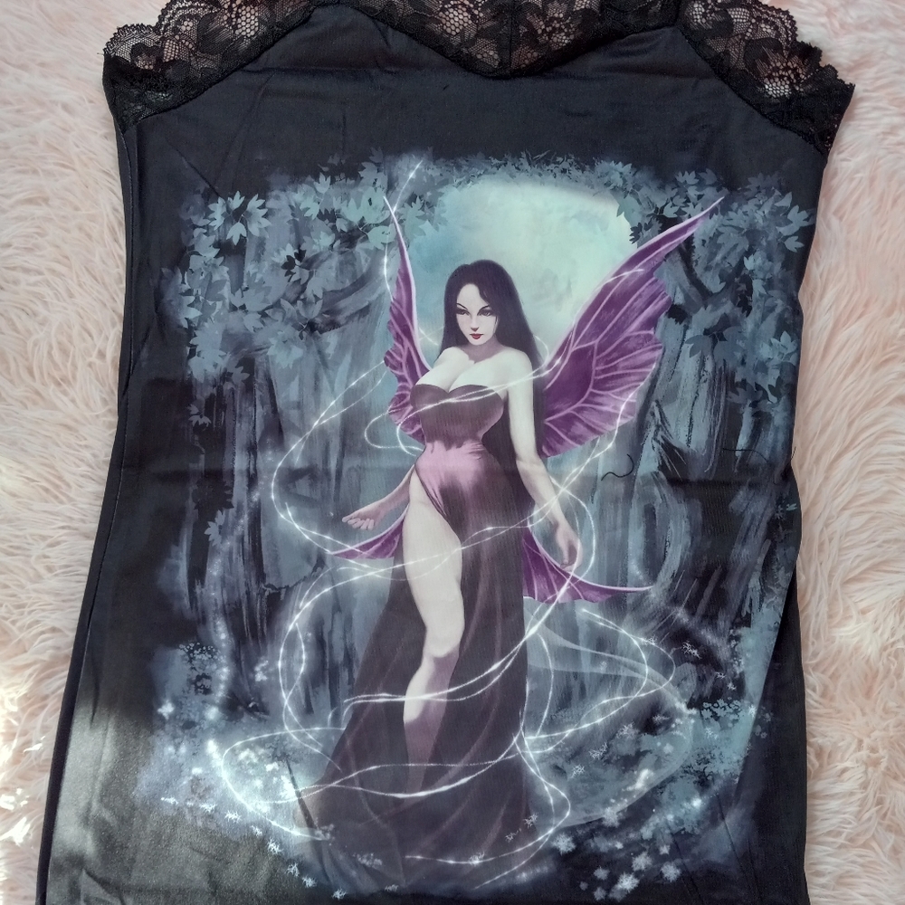 💥Fairy grunge bodycon gothic slip dress! Nwt! Sexy goth dress w/lace trim - Picture 8 of 12
